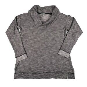 T by Talbots Cowl Neck Sweater Gray Chevron Print Size P Cotton & Wool